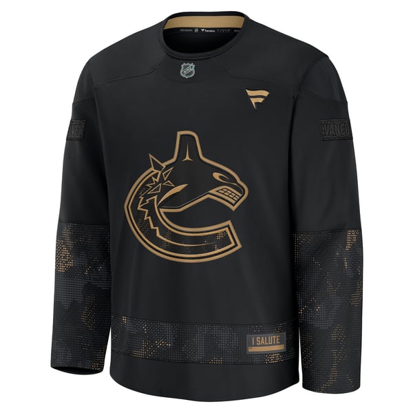 Men's Vancouver Canucks  Fanatics Black 2024 Military Appreciation Practice Jersey - Image 3