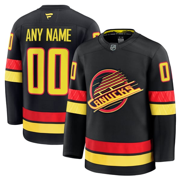 Men's Vancouver Canucks Fanatics Black Alternate Premium Custom Jersey - Image 2