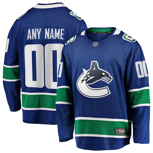 Men's Vancouver Canucks Fanatics Blue Home Team Breakaway Custom Jersey - Image 2