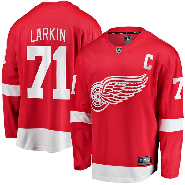 Men's Detroit Red Wings Dylan Larkin Fanatics Branded Red Captain Home Breakaway Jersey - Image 1