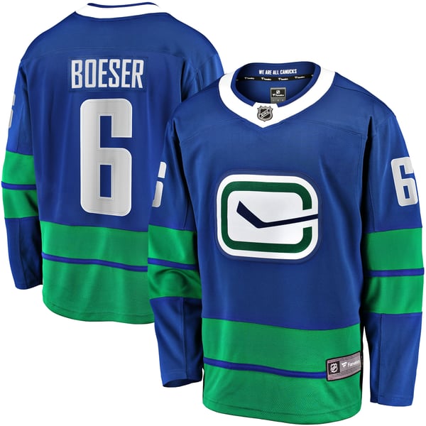 Men's Vancouver Canucks Brock Boeser Fanatics Blue Breakaway Jersey - Image 1