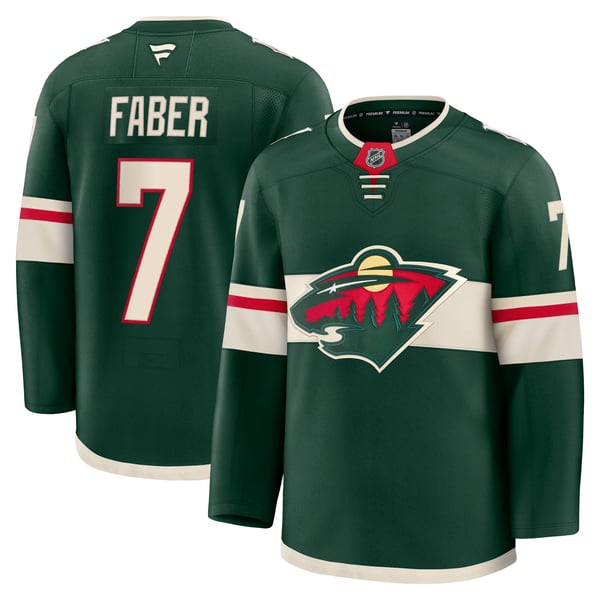 Men's Minnesota Wild Brock Faber Fanatics Green Anniversary Premium Jersey - Image 2