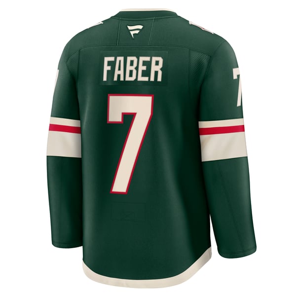 Men's Minnesota Wild Brock Faber Fanatics Green Anniversary Premium Jersey - Image 4