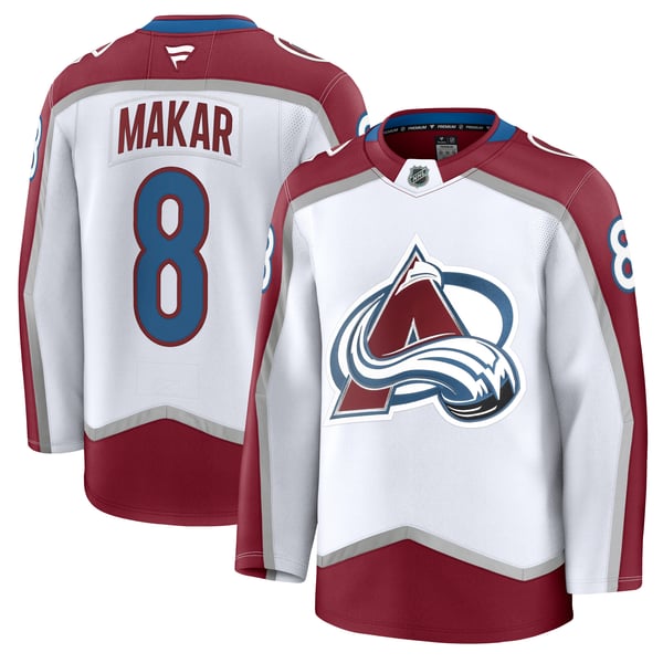 Men's Colorado Avalanche Cale Makar Fanatics White Away Premium Jersey - Image 1