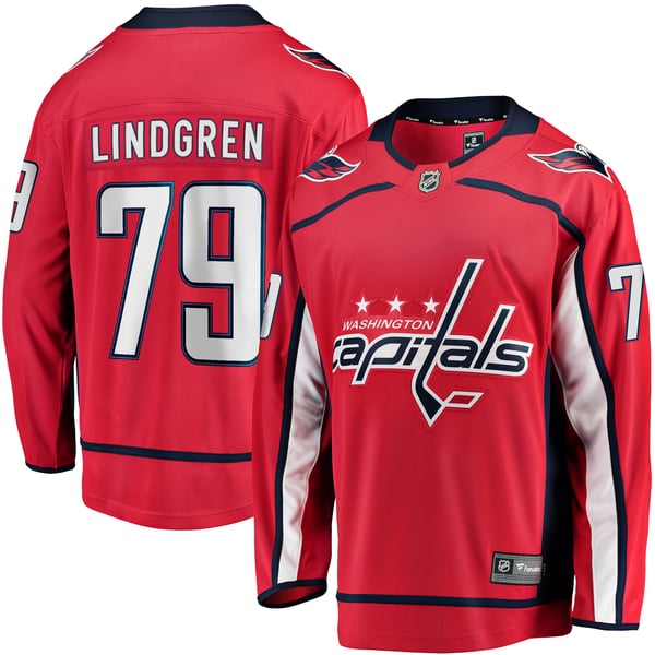 Men's Washington Capitals Charlie Lindgren Fanatics Red Home Breakaway Player Jersey - Image 1