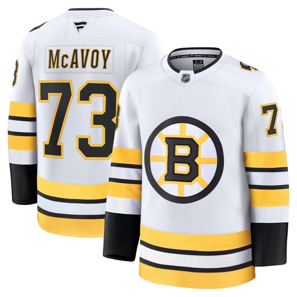 Men's Boston Bruins Charlie McAvoy Fanatics White Away Premium Jersey