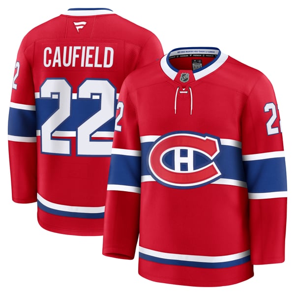 Men's Montreal Canadiens Cole Caufield Fanatics Red Home Premium Jersey - Image 2