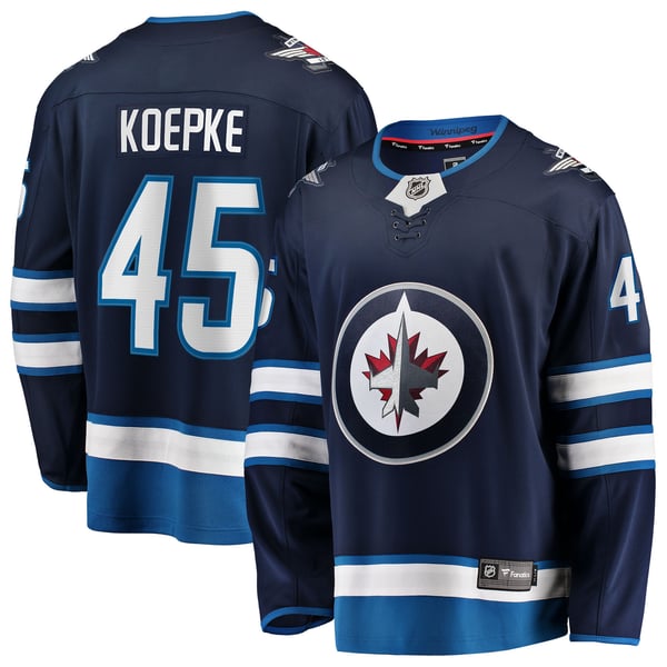 Men's Winnipeg Jets Cole Koepke Fanatics Navy Home Breakaway Jersey - Image 1