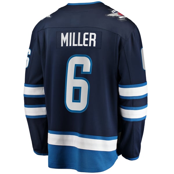 Men's Winnipeg Jets Colin Miller Fanatics Navy Home Premier Breakaway Player Jersey - Image 4