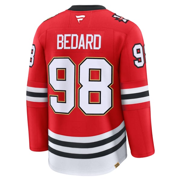 Men's Chicago Blackhawks Connor Bedard Fanatics Red Centennial Premium Player Jersey - Image 4