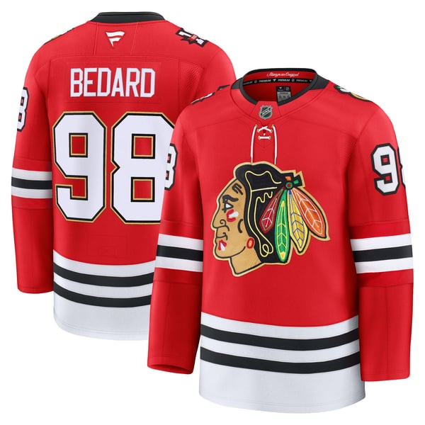 Men's Chicago Blackhawks Connor Bedard Fanatics Red Centennial Premium Player Jersey - Image 1