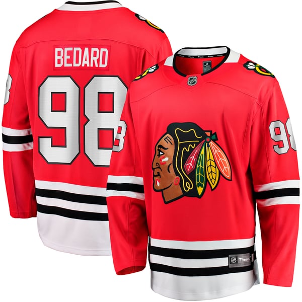 Men's Chicago Blackhawks Connor Bedard Fanatics Red Home Breakaway Player Jersey - Image 1