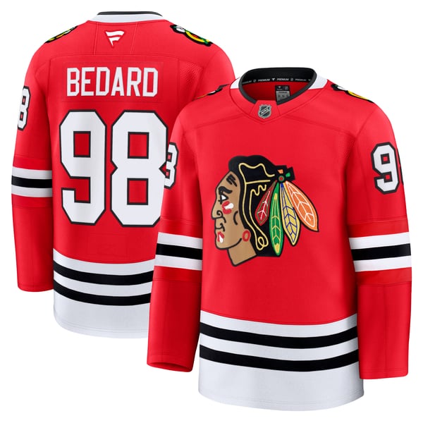 Men's Chicago Blackhawks Connor Bedard Fanatics Red Home Premium Jersey - Image 2