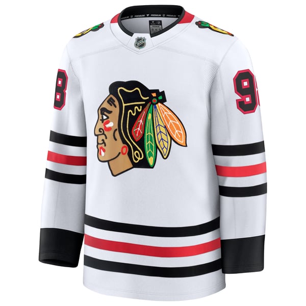 Men's Chicago Blackhawks Connor Bedard Fanatics White Away Premium Jersey - Image 3