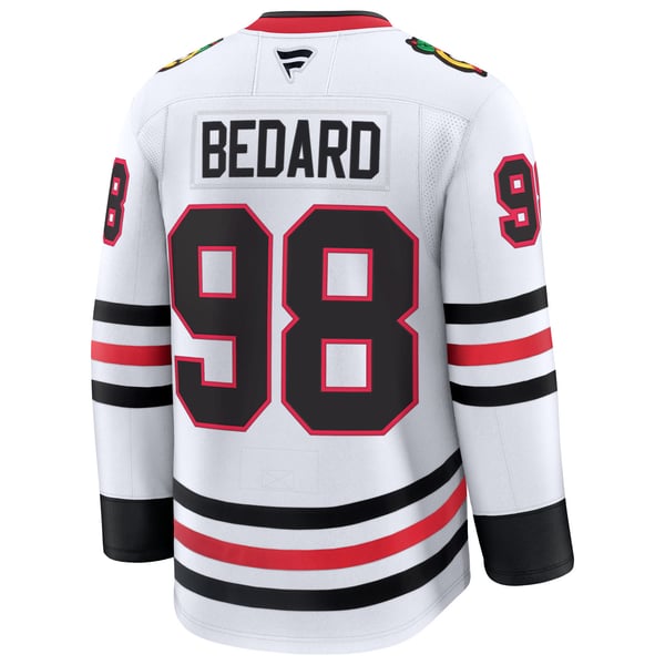 Men's Chicago Blackhawks Connor Bedard Fanatics White Away Premium Jersey - Image 4