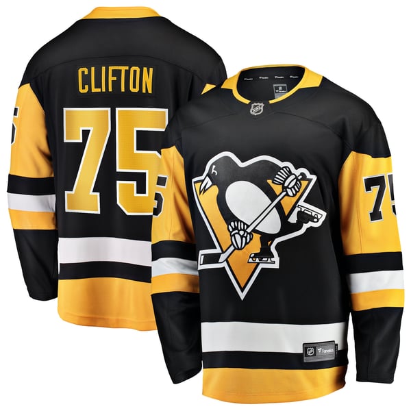 Men's Pittsburgh Penguins Connor Clifton Fanatics Black Home Breakaway Jersey - Image 1