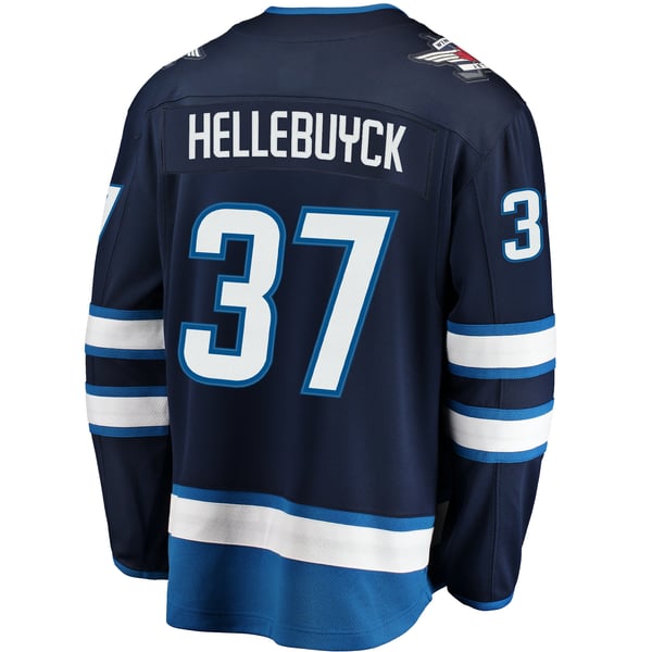 Men's Winnipeg Jets Connor Hellebuyck Fanatics Navy Breakaway Replica Jersey - Image 4