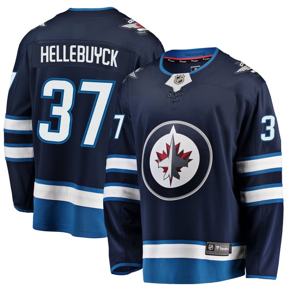 Men's Winnipeg Jets Connor Hellebuyck Fanatics Navy Breakaway Replica Jersey - Image 1