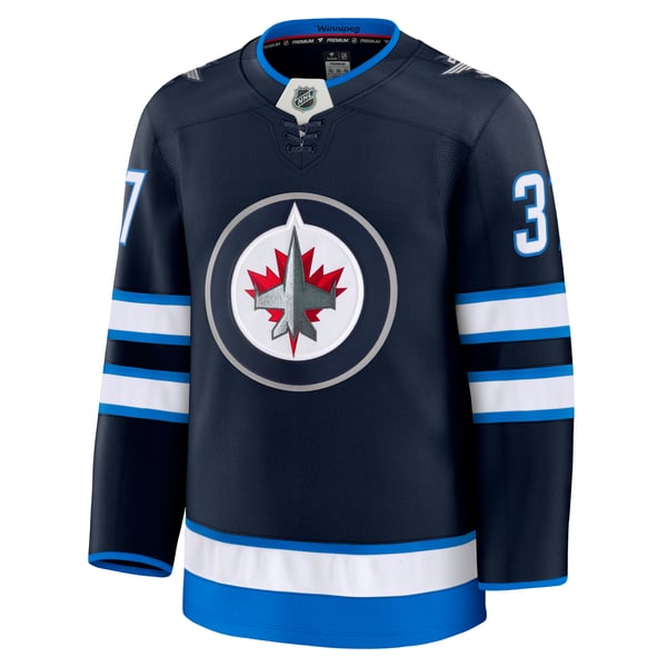 Men's Winnipeg Jets Connor Hellebuyck Fanatics Navy Home Premium Jersey - Image 3