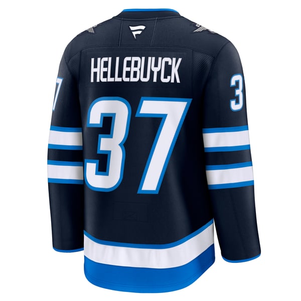 Men's Winnipeg Jets Connor Hellebuyck Fanatics Navy Home Premium Jersey - Image 4