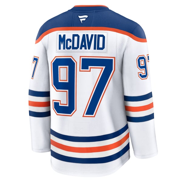 Men's Edmonton Oilers Connor McDavid Fanatics White Away Premium Jersey - Image 4