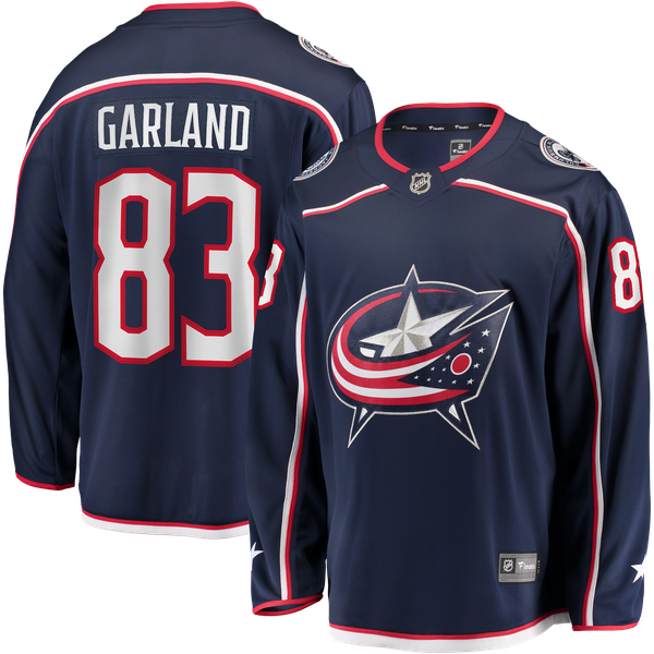 Men's Columbus Blue Jackets Conor Garland Fanatics Navy Home Breakaway Jersey - Image 2