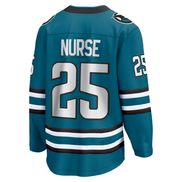 Men's San Jose Sharks Darnell Nurse Fanatics Teal Home Breakaway Jersey - Image 4