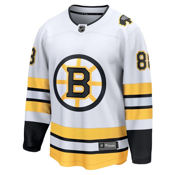 Men's Boston Bruins David Pastrnak Fanatics White Away Breakaway Player Jersey