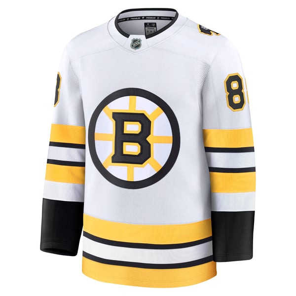 Men's Boston Bruins David Pastrnak Fanatics White Away Premium Player Jersey