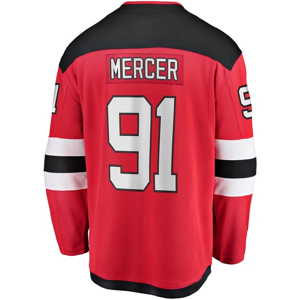 Men's New Jersey Devils Dawson Mercer Fanatics Red Home Breakaway Jersey - Image 4