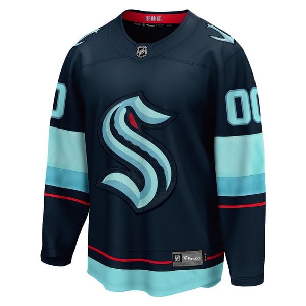 Men's Seattle Kraken Fanatics Deep Sea Blue Home  Breakaway Custom Jersey - Image 3