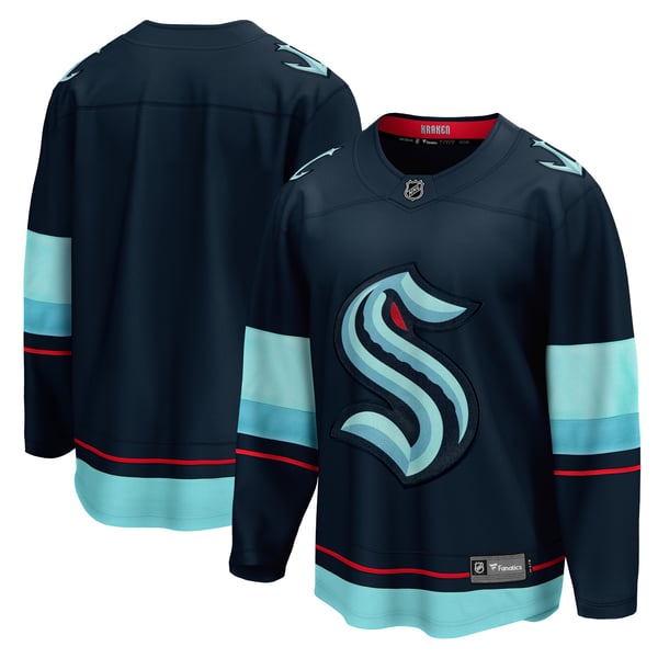 Men's Seattle Kraken Fanatics Deep Sea Blue Home Breakaway Jersey - Image 2