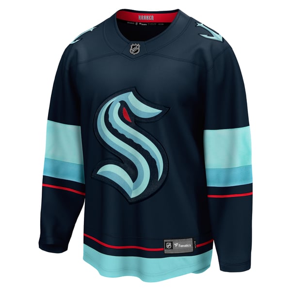 Men's Seattle Kraken Fanatics Deep Sea Blue Home Breakaway Jersey - Image 3
