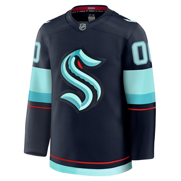 Men's Seattle Kraken Fanatics Deep Sea Blue Home Premium Custom Jersey - Image 3