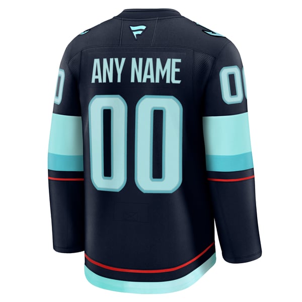 Men's Seattle Kraken Fanatics Deep Sea Blue Home Premium Custom Jersey - Image 4