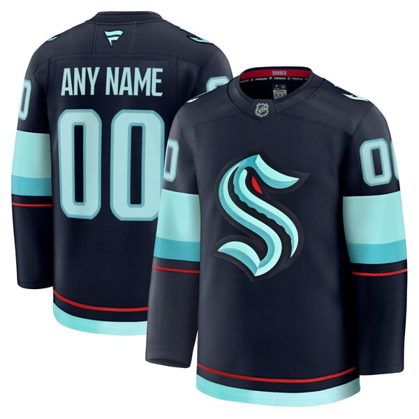 Men's Seattle Kraken Fanatics Deep Sea Blue Home Premium Custom Jersey - Image 1