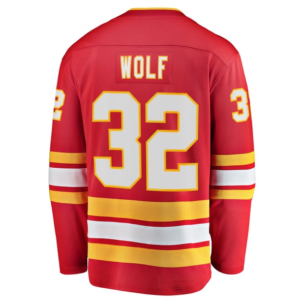 Men's Calgary Flames Dustin Wolf Fanatics Red Home Breakaway Jersey - Image 4