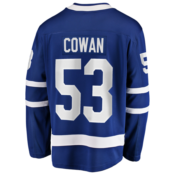 Men's Toronto Maple Leafs Easton Cowan Fanatics Blue Home Breakaway Jersey - Image 4