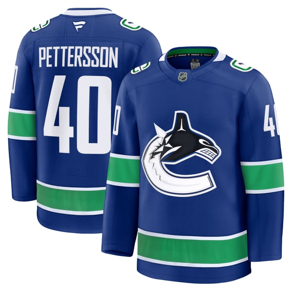 Men's Vancouver Canucks Elias Pettersson Fanatics Blue Home Premium Jersey - Image 1