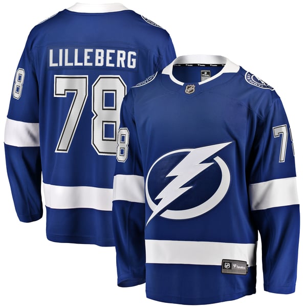 Men's Tampa Bay Lightning Emil Lilleberg Fanatics Blue Home Premier Breakaway Player Jersey - Image 2