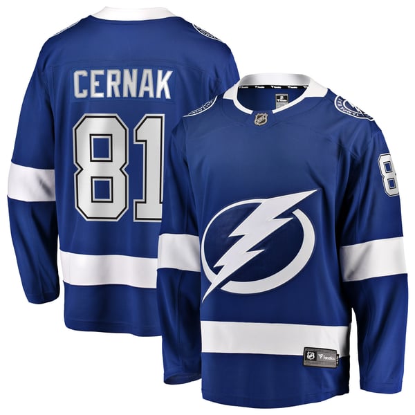 Men's Tampa Bay Lightning Erik Cernak Fanatics Blue Home Breakaway Player Jersey - Image 1