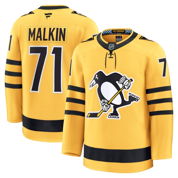 Men's Pittsburgh Penguins Evgeni Malkin Fanatics Gold Alternate Premium Player Jersey - Image 2