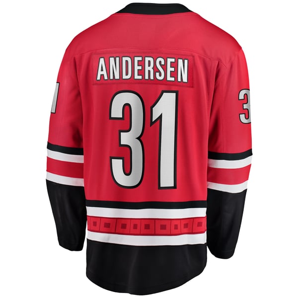 Men's Carolina Hurricanes Frederik Andersen Fanatics Red Alternate Breakaway Player Jersey - Image 4
