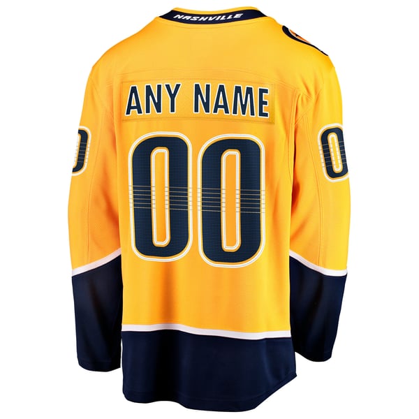 Men's Nashville Predators Fanatics Gold Home Breakaway Custom Jersey - Image 4