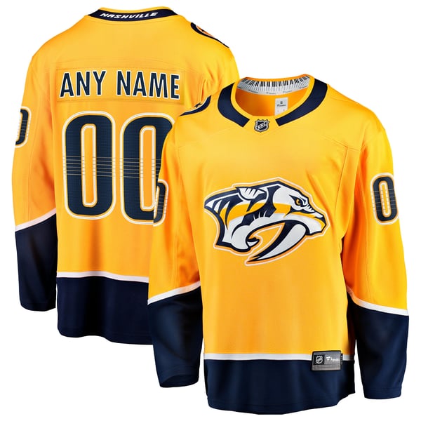 Men's Nashville Predators Fanatics Gold Home Breakaway Custom Jersey - Image 1