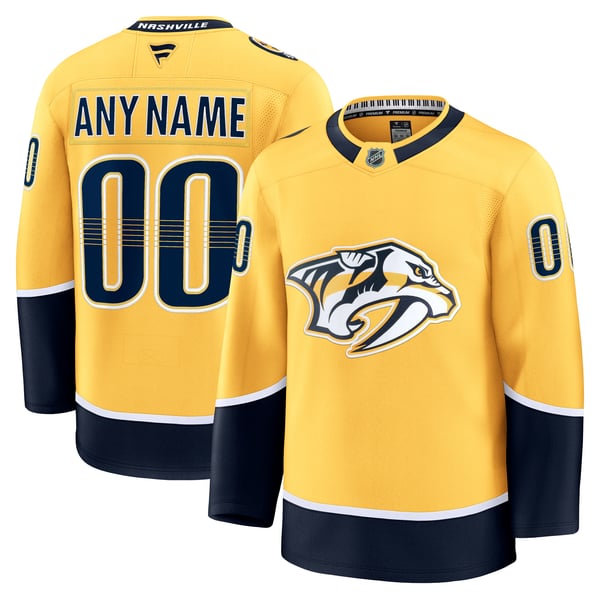 Men's Nashville Predators Fanatics Gold Home Premium Custom Jersey - Image 2