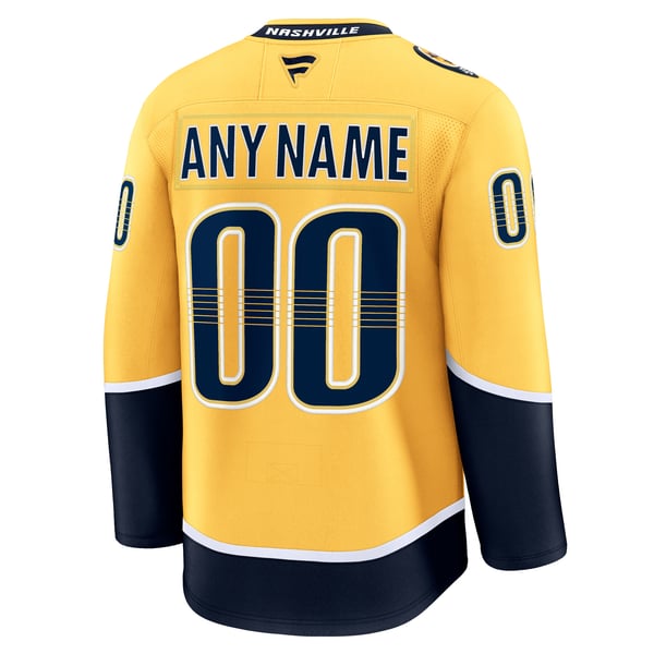 Men's Nashville Predators Fanatics Gold Home Premium Custom Jersey - Image 4