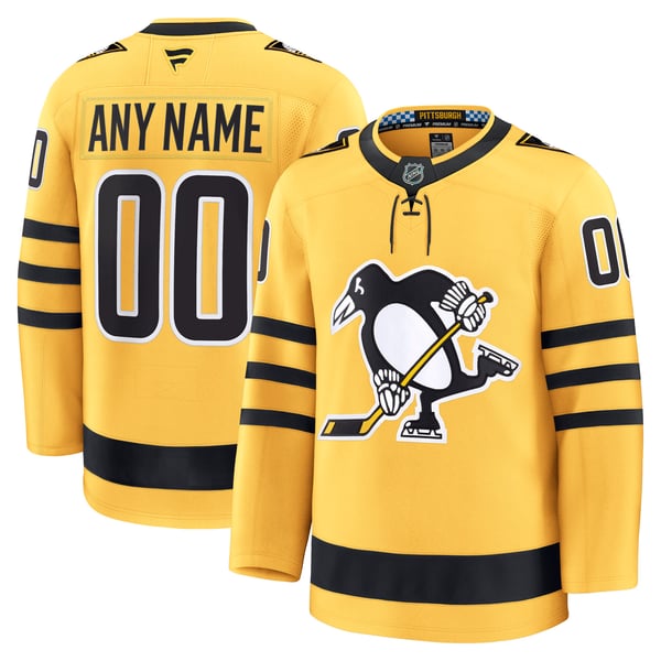 Men's Pittsburgh Penguins Fanatics Gold Alternate Premium Custom Jersey - Image 2