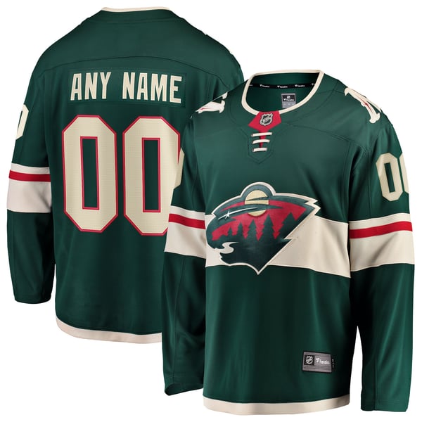 Men's Minnesota Wild Fanatics Green Home Breakaway Custom Jersey - Image 1