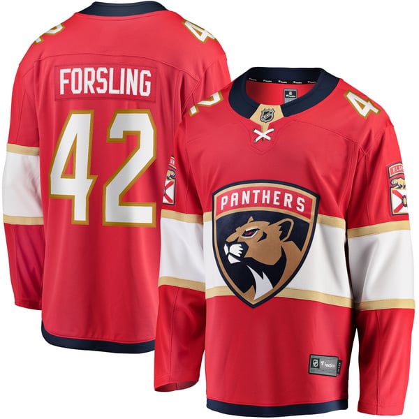 Men's Florida Panthers Gustav Forsling Fanatics Red Home Breakaway Player Jersey - Image 1